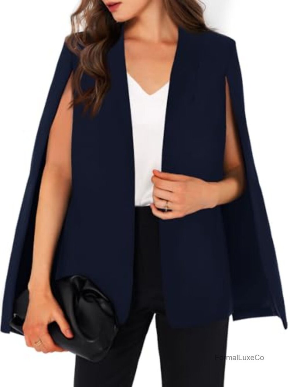 GAMISOTE Cape Blazer Split Sleeve Open Front Casual Jacket for Work